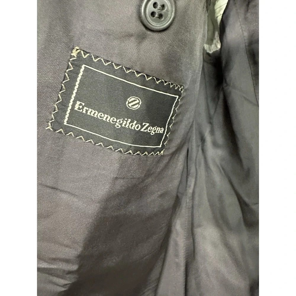 Vintage Ermenegildo Zegna Blazer Mens 42 Gray Double Breasted Peak Lapel Jacket